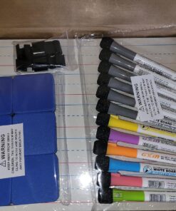 6 Pack Dry Erase Boards, 9"x12" Double Sided Small Whiteboards with Lines for Kids, Students, Education Teacher Classroom, Mini Portable Drawing Learning Lapboards with 7 Colors Pens, 6 Erasers 6 Pack Plain/Lined 35 818bWvmlfL