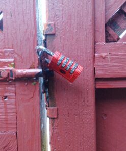 Padlock 4 Digit Combination Lock - for Gym School Locker, Outdoor Gate, Shed, Fence, and Storage - Weatherproof Metal - Keyless, Easy to Set, Resettable - Red 31 818cC3ho3 L