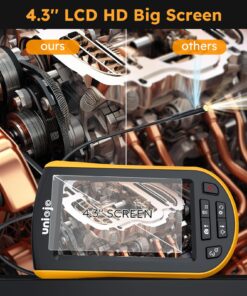Borescope Endoscope Dual Lens 8mm 3FT Tube, IP67 Waterproof Snake Camera Industrial Inspection Camera UNIOJO, 1080P 4.3'' Screen, with 32G Card and 6 LED Lights, for Pipe Sewer Drain Inspection 4.30'' LCD Screen 12 818cXRXnOnL