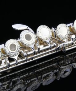 Glory HAND-ENGRAVED SILVER PLATED HIGH GRADE FLUTE 17 Hole OPEN/CLOSED C Flute With Case, Tuning Rod and Cloth and Gloves,HIGH GRADE HAND ENGRAVED 17 Open Hole Flower 21 818co28WBiL