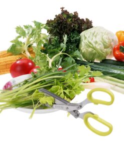 Herb Scissors - 5 Sharp Blades - Cuts, Slices and Chops Herbs 5x Faster - Ideal Time-Saving Kitchen Essential - Cleaning Rake Included - Stainless Steel - with Diamond Shield Cleaning Cloth 12 818dyQhcTPL