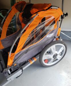 Instep Quick-N-EZ Double Tow Behind Bike Trailer for Toddlers, Kids, Converts to Stroller, Jogger, 2-in-1 Canopy, Universal Bicycle Coupler, Folding Frame, Multiple Colors Orange 39 818e0UYNNWL