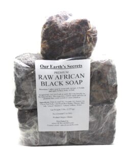 OUR EARTH'S SECRETS Premium Natural Raw African Black Soap, 5 lbs Unscented 5 Pound (Pack of 1) 8 818e4Hj7hZL