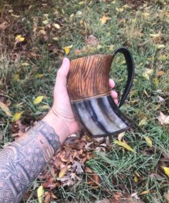 Norse Tradesman LG Viking Drinking Horn Mug - 100% Authentic Flame Treated Beer Horn Tankard With Engravings | The Jarl, approx. 16 oz 40 818fdpex0KL