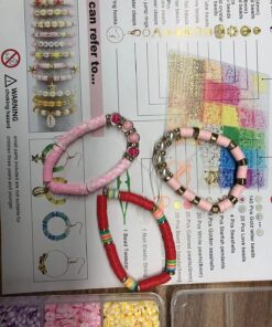 Redtwo 6200 Pcs Clay Beads Bracelet Making Kit, Flat Round Polymer Heishi Friendship Bracelet Jewelry Kit with Charms and Elastic Strings for Girls 8-12 Gifts for Kids 25 818hnOjRLOL