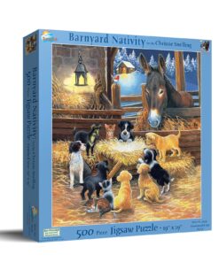Alternative view of SUNSOUT INC - Barnyard Nativity - 500 pc Jigsaw Puzzle by Artist: Chrissie Snelling - Finished Size 19" x 19" Christmas - MPN# 39535