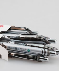 Alternative view of Pentel® EnerGel™ Retractable Liquid Gel Pens, Medium Point, 0.7 mm, Silver Barrel, Black Ink, Pack Of 12 12 Pack 0.7mm