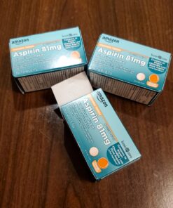 Amazon Basic Care Aspirin 81 mg Pain Reliever (NSAID) Chewable Tablets, Low Dose , Orange Flavor, 108 Count (3 Packs of 36) 36 Count (Pack of 3) 38 818jE51kfwL