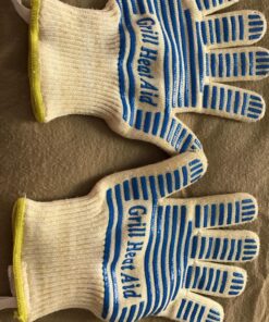 Heat Resistant Gloves, 932°F EN407 Certified. Thick but Light-Weight, Flexible for Oven and BBQ, 2 Blue Gloves, One Size 25 818lSeqBTFL