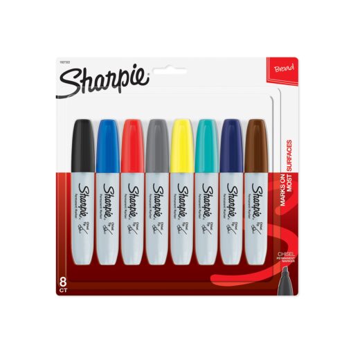 SHARPIE Permanent Markers, Broad, Chisel Tip, 8-Pack, Assorted 2015 Colors (1927322)