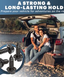 License Plate Screws with Rustproof Finish - License Plate Screw Kit for Front & Rear Plates - License Plate Bolts for Domestic Vehicles - Stainless Steel Screws for License Plates (4-Pack, Black) Black Zinc Plated 23 818mh6HvhRL