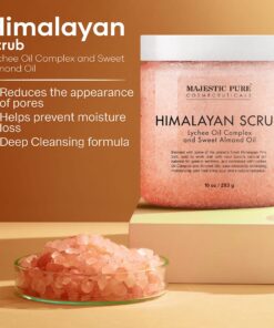 MAJESTIC PURE Himalayan Salt Body Scrub with Lychee Oil, Exfoliating Salt Scrub to Exfoliate & Moisturize Skin, Deep Cleansing - 10 oz 10 Fl Oz (Pack of 1) 23 818nbefQSpL