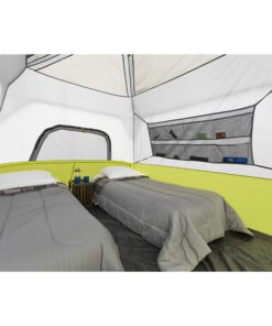 CORE 6 Person Instant Cabin Tent | Portable Large Pop Up Tent with Easy 60 Second Camp Setup for Family Camping | Included Hanging Organizer for Outdoor Camping Accessories Light Gray/Green 26 818oBkidNYL