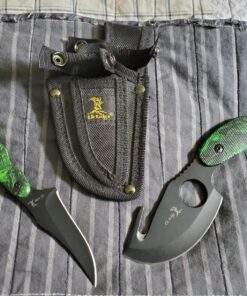 Elk Ridge-Outdoors 2-PC Fixed Blade Hunting Knife Set-Black Stainless Steel Skinner&Gut Hook Blades,Camo Coated Nylon Fiber Handles,Nylon Sheath-Hunting,Survival-ER-300CA,7-Inch/6.5-Inch Overall 35 818oWdO1vML