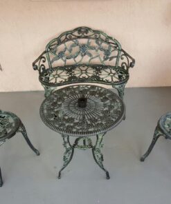 Giantex Outdoor Garden Bench Iron Patio Benches for Outdoors, Porch Bench Chair with Curved Legs Cast Aluminum Rose Antique Style, Green Antique Green 27 818oYQv KsL