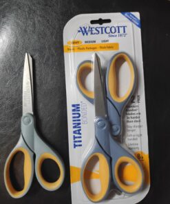 Westcott 13901 8-Inch Titanium Scissors For Office and Home, Yellow/Gray, 2 Pack 35 818oYXFjx8L