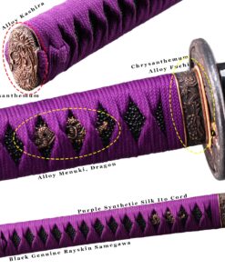 Handmade Japanese Samurai Katana Sword 41 inch 1095 High Carbon Steel/Damascus Folded Steel Full Tang Katana for Man Gift Cosplay Decoration Self Defense Black,Purple 16 818ojzeSFL