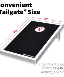 GoSports Tailgate Size 3 ft x 2 ft Cornhole Set - Portable Set Includes 8 Bean Bags & Game Rules Black Edition 12 818q4 l7XfL