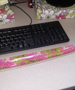 Fellowes Photo Gel Mouse Pad and Wrist Rest with Microban Protection, Pink Flowers (9179001) Blue/Pink 17 818q93I7g3L