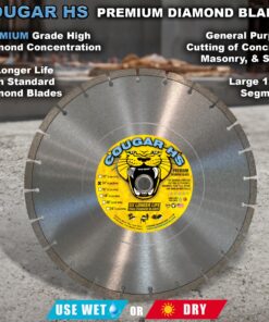 Alternative view of Delta Diamond Cougar HS 14 inch Diamond Blade, Premium, Segmented, General Purpose Dry or Wet Cutting of Concrete, Block, Paver, Brick (14" X 1"-20mm Arbor)