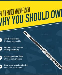 Mendini By Cecilio Flutes - Closed Hole C Flute For Beginners, 16-Key Flute with a Case, Stand, Lesson Book, and Cleaning Kit, Musical Instrument for Kids, Black Flute 14 818sUvKmeLL