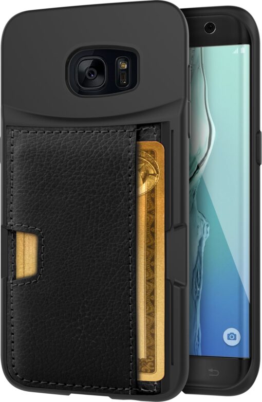 Smartish Galaxy S7 Edge Wallet Case - Q Card CASE [Samsung Slim Protective Kickstand Grip Cover] - Wallet Slayer Vol.2 (CM4) - Black Onyx Galaxy S7E