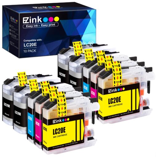 E-Z Ink (TM Compatible Ink Cartridge Replacement for Brother LC20E XXL for use with MFC-J985DW, MFC-J775DW, MFC-J5920DW, MFC-J985DWXL, MFC-J775DWXL(4 Black, 2 Cyan, 2 Magenta, 2 Yellow, 10 Pack)