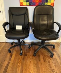 Amazon Basics Classic Puresoft PU Padded Mid-Back Office Computer Desk Chair with Armrest, 26"D x 23.75"W x 42"H, Black 36 818vGPb1eXL