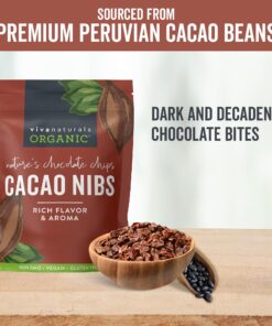 Viva Naturals Organic Cacao Nibs, 1 Lb - Certified Keto and Vegan Superfood, Perfect for Gluten Free Baking, Cacao Nib Smoothies and Healthy Snacks, Premium Criollo Beans, Non-GMO 1 Pound (Pack of 1) 22 818vYexmZcL