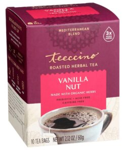 Teeccino Vanilla Nut Herbal Tea - Rich & Roasted Herbal Tea That’s Caffeine Free & Prebiotic for Natural Energy, 10 Tea Bags (Pack of 6) 10 Count (pack of 6) 10 818vfQK19DL