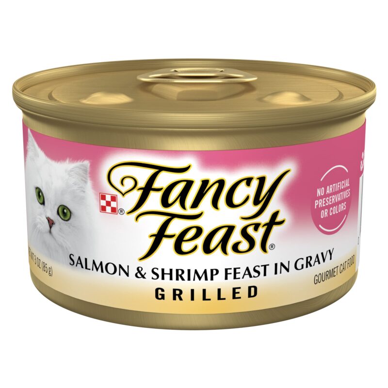 Catalog 5 Purina Fancy Feast Grilled Wet Cat Food Salmon and Shrimp Feast in Wet Cat Food Gravy - 3 oz. Can Salmon & Shrimp 3 Ounce (Pack of 24) Standard Packaging