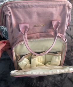 AMILLIARDI Diaper Bag Backpack - 6 INSULATED Bottle Holders - Detachable Stroller Straps (Light Pink) Light Pink 39 818wyfCxWcL