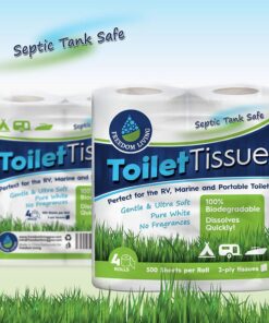 Freedom Living Septic Tank Safe Toilet Tissue (2-Ply, 4 Rolls, 500 Sheets each) For RV, Camping & Marine, Biodegradable,-Natural Alternative to Septic System Treatment Chemicals, Cleaner 4 Count (Pack of 1) 16 818xaSitfAL 2