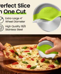 Kitchy Pizza Cutter Wheel with Protective Blade Cover, Ergonomic Pizza Slicer (Green) Green 24 818xv5ze2JL
