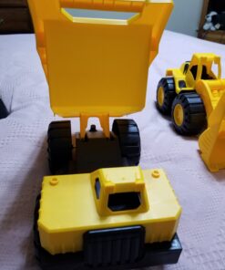 Amazon Basics Toy Construction Vehicle Set, Dump Truck and Bulldozer, Indoor/Outdoor, 10-Inch, Pack of 2, Yellow, 10.25" x 12" x 5.75" 62 818xyrwdLL