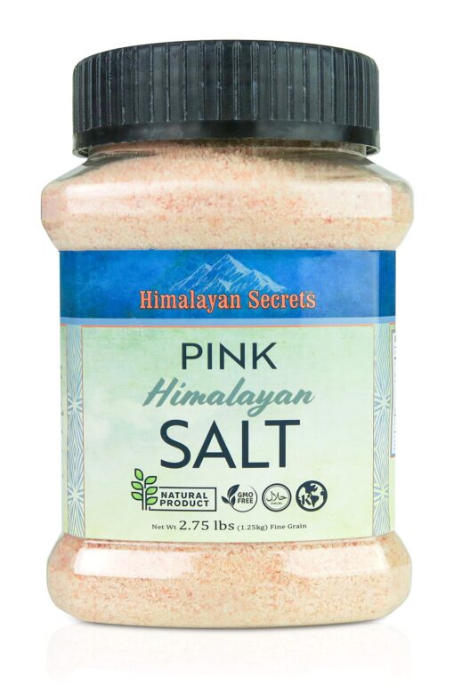 Himalayan Secrets Gourmet Pink Himalayan Salt Bulk Jars - 100% Natural Healthy Salt Packed with Minerals - Kosher Certified (2.75 LB Fine Jar)