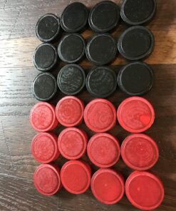 WE Games Checkers Pieces Only, Wooden Checker Board Game Pieces, 24 Red and Black Stackable Player Pieces with a Drawstring Storage Bag, 1.5 Inch Diameter Carved Versatile Backgammon Game Pieces 22 818yBPj8UL