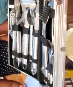 ROMANTICIST 28pc BBQ Accessories Set with Thermometer - The Very Best Grill Gift on Birthday Wedding - Heavy Duty Stainless Steel Grill Set in Case for Outdoor Cooking Camping Grilling Smoking 28PCS SILVER 39 818yyOR0mfL