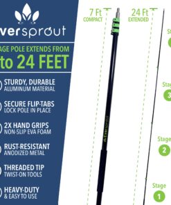 EVERSPROUT Telescoping Boat Hook | Floats, Scratch-Resistant, Sturdy Design | Durable & Lightweight, 3-Stage Anodized Aluminum Pole | Threaded End for Boating Accessories 12 Foot Pole 20 818znmPIapL