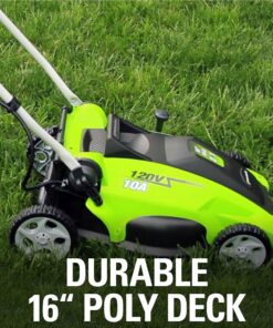 Greenworks 10 Amp 16-inch Corded Mower, 25142 16" Corded Mower 50 818zuQQbofS