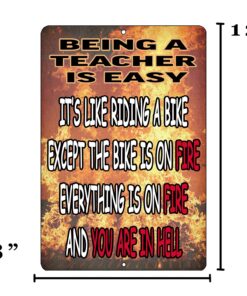 Funny Teacher Gift Metal Tin Sign Wall Decor Teaching is Easy Classroom 6 819 FVW9ZL