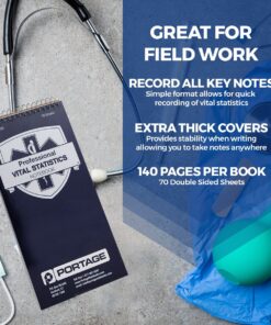 EMT/First Responders Vital Statistics Notebook – 8” x 4” Medical Notebook for Vital Signs and Additional Patient Information – 210 Pages (3 Pack) 3 Pack 17 8190PrUv6UL