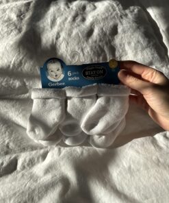 Gerber Baby Girls' 6-Pair Sock 3-6 Months White 29 8190nxlKpxL