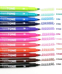Tombow 61500 Twintone Marker Set, Bright, 12-Pack. Double-Sided Markers for Bold and Precise Writing 36 8190yXCDMNL