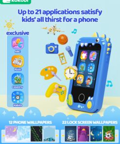KOKODI Kids Smart Phone Toys, Birthday Gifts Idea Dinosaur Toys for 3 4 5 6 7 8 Year Old Boys, Touchscreen HD Digital Dual Video Camera, Preschool Learning Toy for Kids 3-5 Travel Trip Activity (Blue) Dinosaur-blue 8 8192ggshl5L