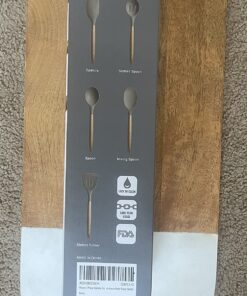 Miusco Non-Stick Silicone Kitchen Utensils Set with Natural Acacia Hard Wood Handle, 5 Pieces, Grey, BPA Free, Baking, Serving and Cooking Utensils Gray 34 8192nhuwCL