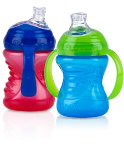 Alternative view of Nuby Plastic 2-Pack No-Spill Super Spout Grip N' Sip Cup, Red and Blue 1 Pack - Red and Blue 1 Count (Pack of 2)