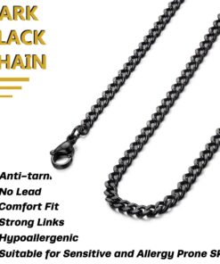 FIBO STEEL 3.5-10mm Stainless Steel Cuban Necklace Mens Women Curb Link Chain, 16-30 inches 16inches Black 3.5mm 7 8194B9YxinL
