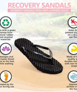 Bumpers Massage Flip Flops for Women - Indoor & Outdoor Women's Flip-Flops, Beach Sandals for Women, Acupressure Slippers 5-6 Black & Light Blue 11 8194N3 aHRL