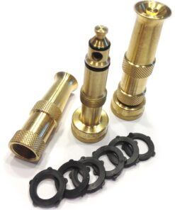 Hose Nozzle High Pressure for Car or Garden - Made in USA - Solid Brass - 2 Nozzle Set - Adjustable Water Sprayer from Spray to Jet - Heavy Duty - Fits Standard Hoses - with Gardening Secret E-Book 17 8195KqOB9VL